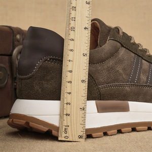 Chaussures de marche rétro en cuir pour hommes, à bout rond, à lacets, respirantes, pour l'extérieur - Product Image 2