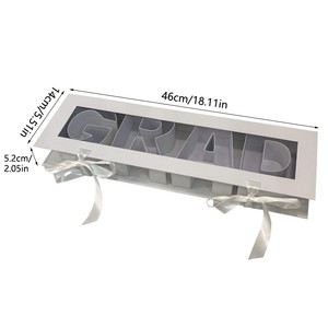 Caja de Regalo de Graduación con Diseño de Letras GRAD y Ventana para Flores, Caja de Papel Rígido Plegable 3D para Floristería - Product Image 2