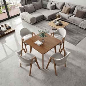 Ensemble <span class=keywords><strong>table</strong></span> et chaises de salle <span class=keywords><strong>à</strong></span> <span class=keywords><strong>manger</strong></span> moderne minimaliste en bois massif 4 places pour la maison Petits appartements Design carré - Product Image 1