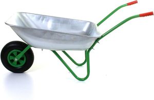 Carretilla de Metal Verde de 65L, Resistente, Galvanizada, con Neumático Inflable de 12 Pulgadas para Jardín - Product Image 3