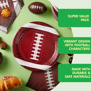 OEM 9-Inch Football Sports Themed Disposable Paper Plates Hot Selling Modern Style Parties Party Tableware <b>Table</b> Decorations - Product Image 4