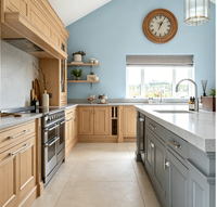 Meubles de cuisine modulaires sur mesure en laque, avec îlot cascade, pour toute la maison