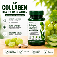 Capsules de collagène, d'aloe vera et de pépins de raisin, complément beauté pour l'hydratation de la peau, anti-âge, antioxydant, soutien OEM ODM