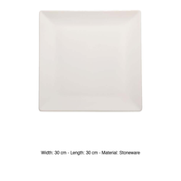 Assiette plate blanche Boston 30 × 30 cm carrée en grès M1934 1703