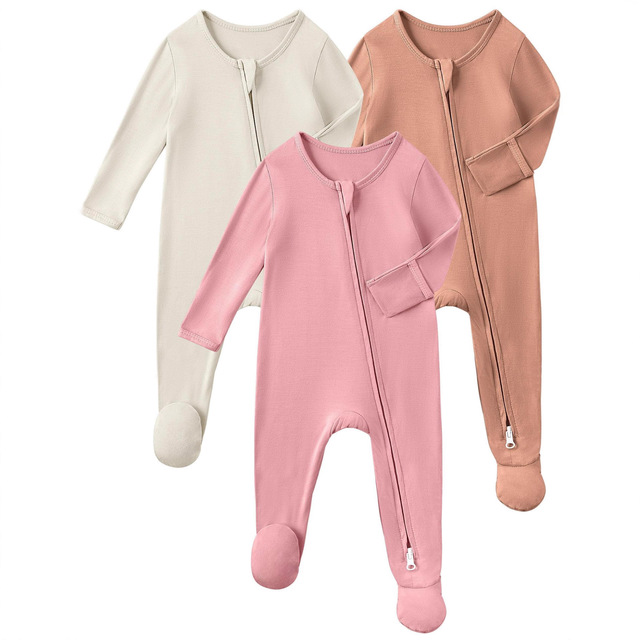 Rayon From Bamboo Baby Footed Pajamas, 2 Way Premium Zipper, Footie for Baby Boy Girls, Newborn-9Months
