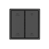 Interrupteur mural intelligent KNX 2 gangs 4 commandes, construction métallique, indice de protection IP20, télécommande, domotique pour appartements de luxe
