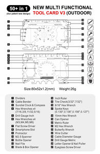 अनुकूलित लोगो 50 में 1 बहु-कार्यात्मक क्रेडिट कार्ड उपकरण ठंडा छोटे उपहार स्टेनलेस स्टील व्यवसाय कार्ड प्रिंट लोगो के साथ - Product Image 2