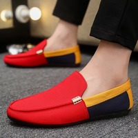 Mules en toile pour hommes, sans talon, avec boucle en métal doré, semelle plate souple, à enfiler, chaussures décontractées de conduite