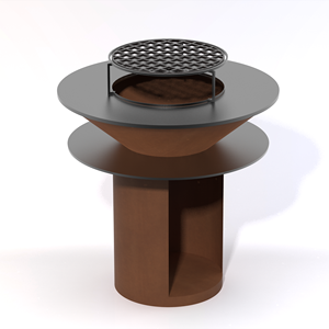 Nouveau Produit Kd Structure Camping Bras Zro Wood Burning Round <span class=keywords><strong>Plancha</strong></span> Grill Bbq With Wood Storage - Product Image 2