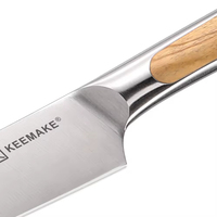 KEENAKE 5 pouces Premium acier allemand 1.4116 utilitaire professionnel couteau de cuisine manche en bois d'olivier finition brossée boîte-cadeau