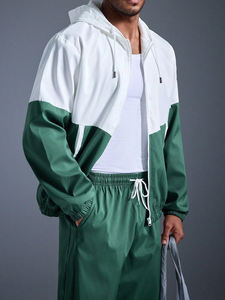 Custom <strong>Men</strong> Woven Tracksuit Color Block Hooded Windbreaker Jacket and Sweatpants Lightweight Jogging 2 Piece Set Track <strong>Suits</strong> - Product Image 4