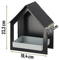 Mangeoires à oiseaux JH-Mech 23,2 x 19,4 x 12,3 cm, durables, faciles à nettoyer, murales, résistantes à la rouille, en acier noir pour l'extérieur