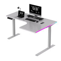 符合人体工学的可伸缩坐立式智能电脑桌 RGB 灯带 L 形现代办公双电机电动高度可调办公桌