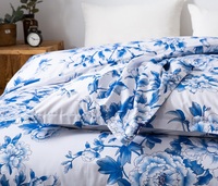 Parure de lit 3 pièces en coton égyptien 100% imprimé floral, style européen et américain, taille King, avec rideaux, 300 fils/cm², satiné