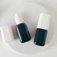 Set Kemasan Kosmetik Custom Biru Tua Botol Pompa Ganda Kosong untuk Sampo dan Kondisioner, juga untuk Sabun Cuci Tangan