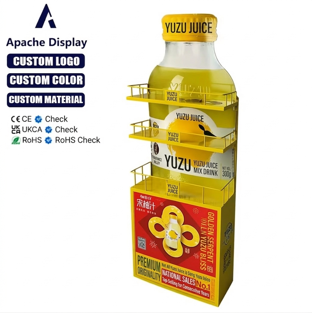 Apache Custom Light Duty PVC Floorstanding Beverage Display Rack for Supermarket Juice Promotions Liquor Stores Convenience — view 3