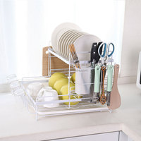 Égouttoir à vaisselle compact pour évier de cuisine avec porte-gobelets, montage facile, support de séchage de vaisselle sur comptoir avec crochets