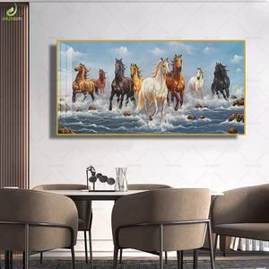Cuadro Colgante de Lujo para Sala de Estar, Arte de Pared para Oficina, Pinturas de Porcelana de Cristal, Siete Caballos, Animales, Venta Caliente, Personalizado - Product Image 2