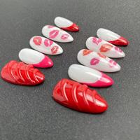 Ongles artificiels de haute qualité, style rouge français, lèvres rouges, réutilisables, à presser, vente en gros