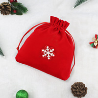 Sac à cordon floqué rouge HKSHF, prix usine, pour Noël, emballage écologique mignon pour bonbons, pochette à bijoux pour cadeaux de fête