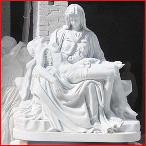 <span class=keywords><strong>Esculturas</strong></span> de piedra religiosa de fábrica China, tamaño real, estatuas de pieta de mármol blanco - Product Image 6