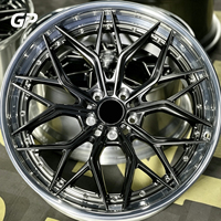 Para BMW M3 M4 M5 Mercedes AMG C63 Juego de 2 Ruedas Forjadas 6061-T6 de 17-24 Pulgadas 5x112 5x120 con Borde Pulido Negro Brillante y Diseño Cóncavo Profundo