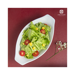 Precio de fábrica, plato de barco de cerámica de tamaño personalizado de 8 pulgadas, platos de cena de forma larga para cocina, restaurante, Hotel, servir ensalada de frutas - Product Image 2