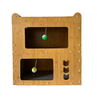 Mobilier pour chat d'intérieur en bois, maison carrée multi-niveaux avec espaces de repos privés superposés pour chatons