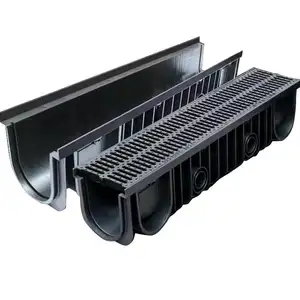 China Factory Wholesale Plastic PP Channel Outdoor Drain with Galvanized PP Grating Cover