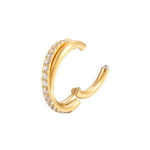 ASTM-Piercing <span class=keywords><strong>de</strong></span> titanio para el cuerpo, joyería CZ pavé, torsión lateral, 16G, transparente, PVD, oro, segmento con bisagras, pendientes, anillos para <span class=keywords><strong>la</strong></span> <span class=keywords><strong>nariz</strong></span> - Product Image 5