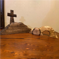 Décoration religieuse en bois de scène de Pâques, ensemble de statue de puzzle de croix de Jésus, décor de scène de la Nativité, décor intérieur de maison de Pâques chrétien