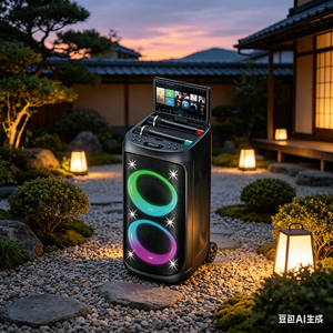 Haut-parleur portable karaoké avec écran <span class=keywords><strong>TV</strong></span> Wi-Fi et 2 micros sans fil, compatible <span class=keywords><strong>YouTube</strong></span> - Product Image 3