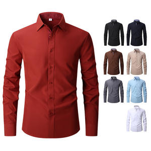 Camicia da <span class=keywords><strong>Uomo</strong></span> Sottile con Perline, Tinta Unita, Maniche Lunghe, Casual, Slim-fit, Elegante, Lavabile in Lavatrice - Product Image 5