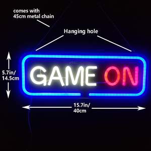 Game On Neon <b>Sign</b> LED Neon Light for Wall Decor USB Powered Dimmable Gaming Neon <b>Sign</b> for Bedroom Game Room - Product Image 2