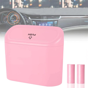 Mini poubelle de voiture portable à suspendre avec 2 rouleaux de sacs poubelles jetables pour véhicule, maison, bureau - Product Image 1