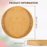 Plateau de service rond en bambou avec poignées ergonomiques, plateau naturel pour servir des aliments et des collations, idéal pour servir des boissons et des plats sur le bar ou dans le salon
