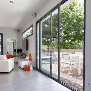 ประตูบาน<span class=keywords><strong>เลื่อน</strong></span>กระจกอลูมิเนียมอัลลอยด์กลางแจ้งทันสมัยพร้อมผิวเหล็กดีไซน์ขนาดใหญ่สำหรับการเข้าถึงมุ้งลวด - Product Image 3