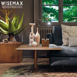 WISEMAX ריהוט מודרני עץ למעלה נירוסטה קפה שולחן סלון c צורת ספה צד שולחן תה שולחן גבוהה מתכוונן