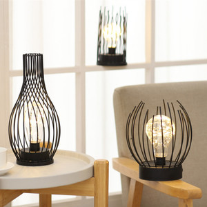 Lámpara de mesa de nido de alambre <span class=keywords><strong>LED</strong></span> moderna para decoración de interiores, alimentada por CA con bombilla de plástico, luz nocturna, luz superior inteligente para el hogar para sala de estar - Product Image 3