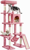 Arbre à chat multi-niveaux de grande taille pour chats d'intérieur, tour à chat avec niche, hamac, planche à gratter inclinée et poteau en sisal