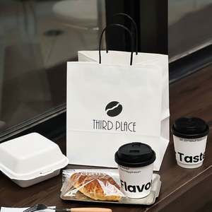 Bolsas de Compra de Papel Kraft Desechables, Biodegradables, Reciclables y Ecológicas Personalizadas con Asas para Envasado de Alimentos y Café - Product Image 4