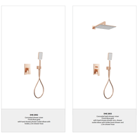 Mitigeur de douche thermostatique encastré chaud/froid en laiton avec cartouche céramique, finition or rose, pour salle de bain, avec kit de montage