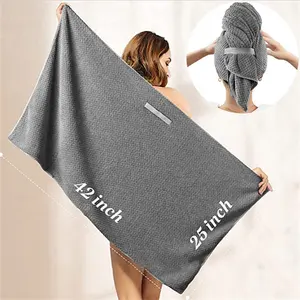 Groothandel Custom Logo Grote Microfiber Haar Drogen Wrap Met Elastische Band Haar Handdoek Voor Vrouwen Slapen Lang Nat Haar Anti