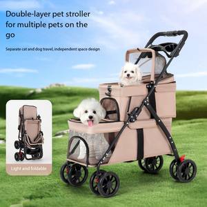 लक्जरी 4-पहिया पालतू कुत्ते स्टलर समायोज्य भंडारण टोकरी आसान फोल्डेबल वाटरप्रूफ डिजाइन कुत्ते बिल्ली के लिए - Product Image 4