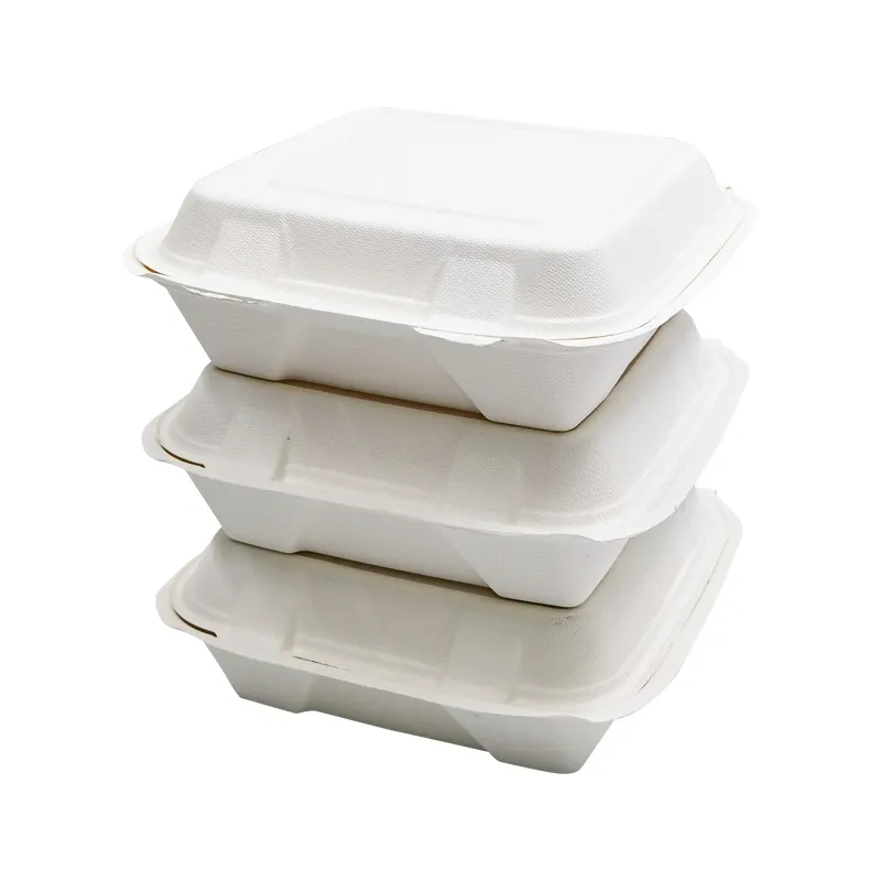 Compostable kağıt hamuru fincan kase plaka yemek kabı seti biyobozunur şeker kamışı gıda konteyner tek bagasse sofra