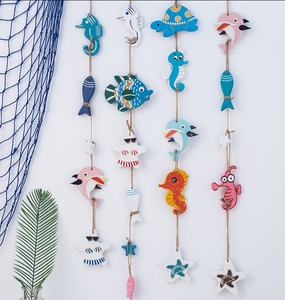 Decoración de Pared de Madera Pintada con Estrellas de Mar y Peces Pequeños, Estilo <span class=keywords><strong>Mediterráneo</strong></span>, Ecológica para el Hogar - Product Image 1