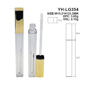 Tube d'emballage cosmétique vide pour gloss à lèvres de luxe carré de 2 ml avec logo personnalisé, en matériau ABS/AS/PETG et impression sérigraphique - Product Image 2