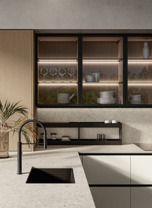Ensemble d'armoires de cuisine modernes Song Design, portes en MDF, finition brun foncé, design compact, garantie 5 ans pour usage commercial - Product Image 6