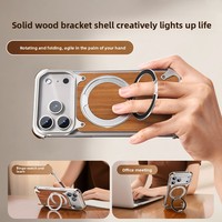 Étui de luxe en bois de noyer avec support magnétique pour iPhone 17 Pro Max et coque de téléphone en métal sans cadre pour iPhone 17 Pro – Coffret cadeau