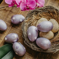 Huevos de Pascua de madera con soporte liso sin pintar de 2,5 pulgadas, huevos de pollo falsos de madera para pintar huevos de madera pequeños de calidad para manualidades